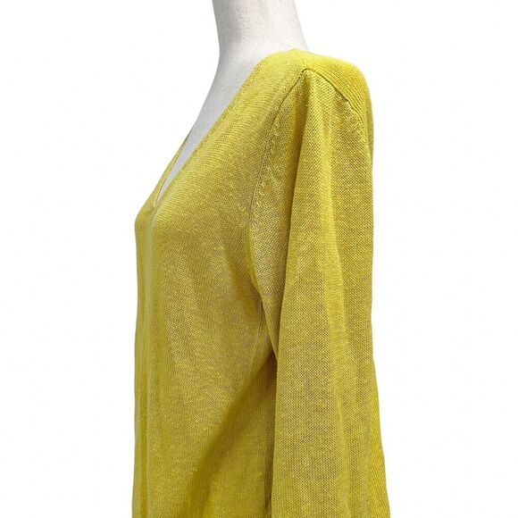 Eileen Fisher Medium Top 100% Linen Shirt Blouse Yellow Pullover Lagenlook Knit - Picture 6 of 11